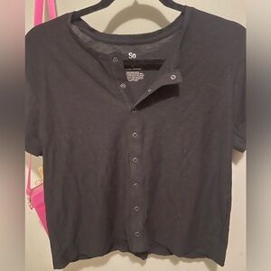 Cute SO button up black tee